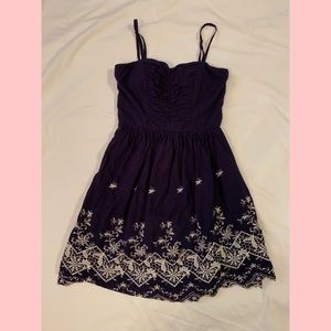 Navy Dress w/ Embroidery Pattern